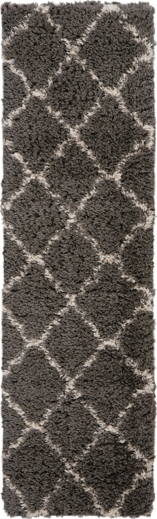 Nourison Ultra Plush Shag ULP02 Charcoal/Beige Area Rug 2' X 8'