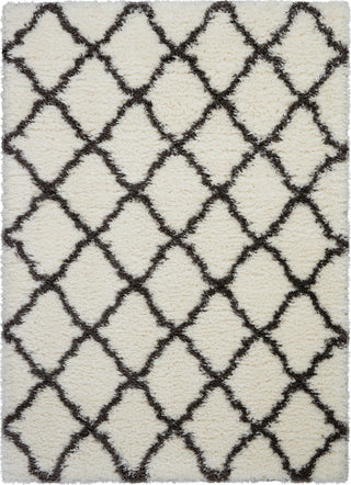 Nourison Ultra Plush Shag ULP02 Ivory/Charcoal Area Rug 4' X 6'