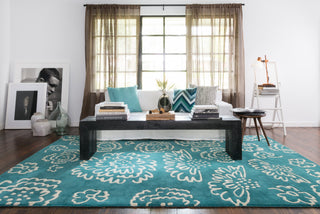 Loloi Nova NV-06 Teal / Ivory Area Rug Room Scene Feature