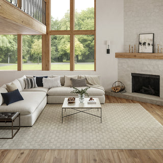 Nourison Nordic NRC01 Ivory Grey Area Rug Corner Image