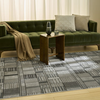 Nourison Nordic NRC04 Black Grey Area Rug Corner Image
