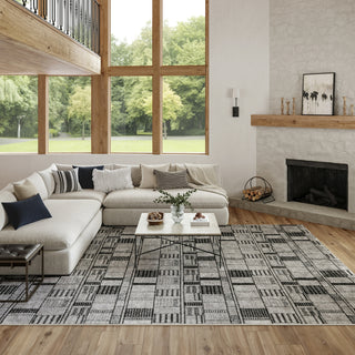 Nourison Nordic NRC04 Black Grey Area Rug 