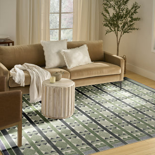 Nourison Nordic NRC06 Green Blue Area Rug Corner Image