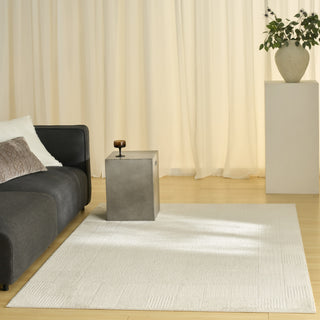 Nourison Nordic NRC07 Ivory Grey Area Rug Room Image Feature