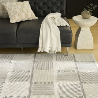Nourison Nordic NRC09 Ivory Grey Area Rug Corner Image