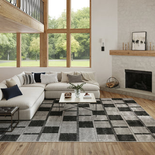 Nourison Nordic NRC09 Grey Black Area Rug 