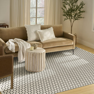 Nourison Nordic NRC12 Ivory Black Area Rug Corner Image