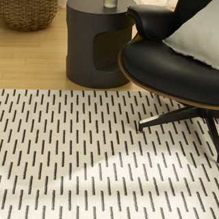 Nourison Nordic NRC12 Ivory Black Area Rug Corner Image