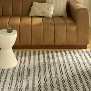 Nourison Nordic NRC15 Ivory Blue Area Rug Corner Image