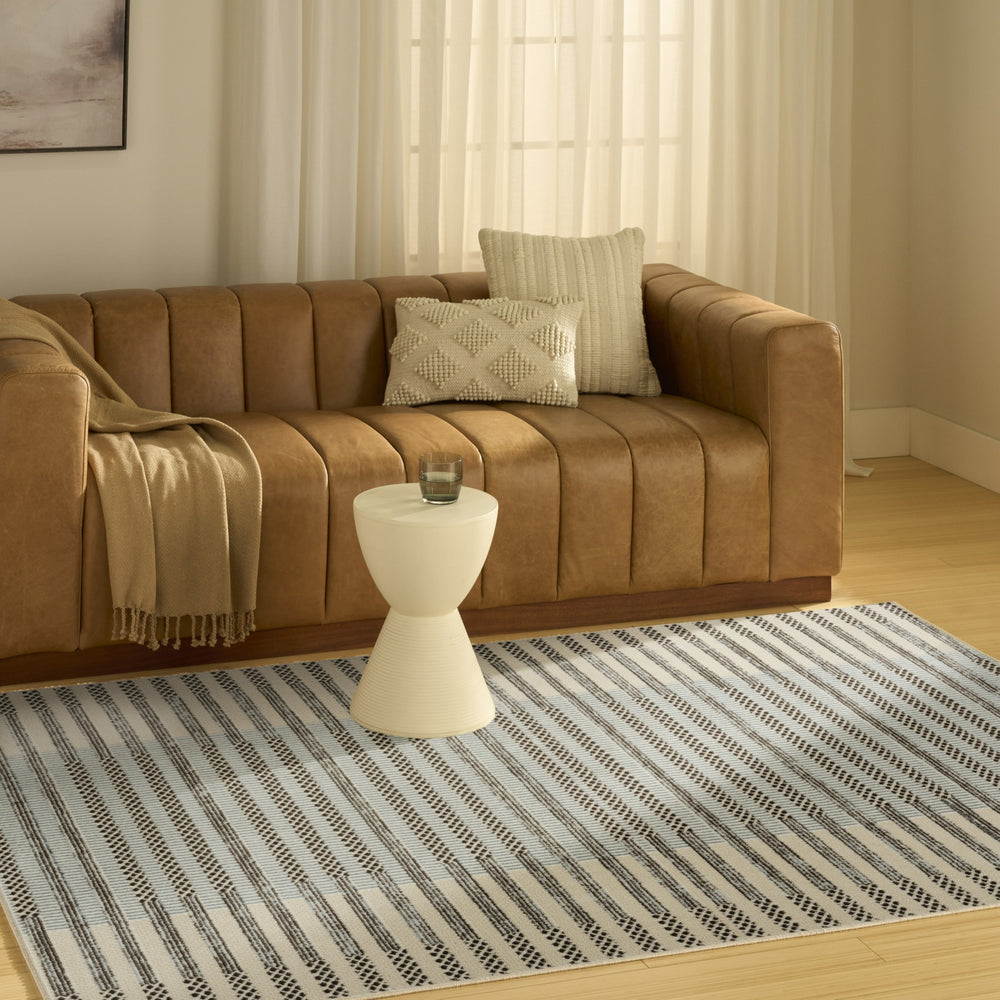 Nourison Nordic NRC15 Ivory Blue Area Rug Room Image Feature