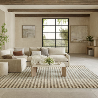Nourison Nordic NRC15 Ivory Blue Area Rug Corner Image