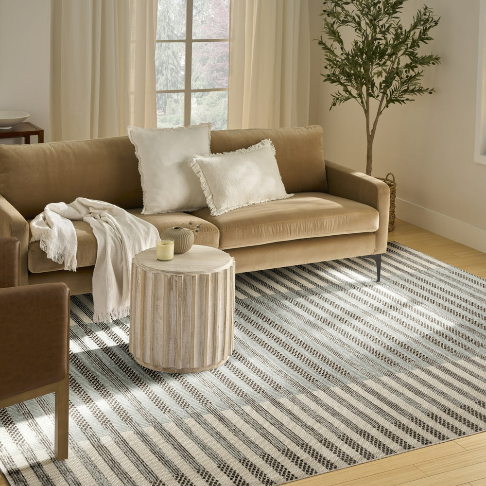 Nourison Nordic NRC15 Ivory Blue Area Rug Room Image Feature