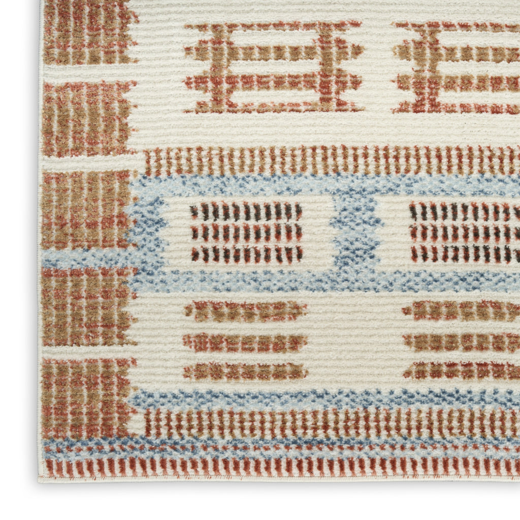 Nourison Nordic NRC16 Ivory Rust Area Rug Corner Image