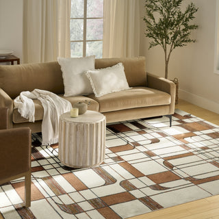 Nourison Nordic NRC17 Ivory Rust Area Rug Corner Image