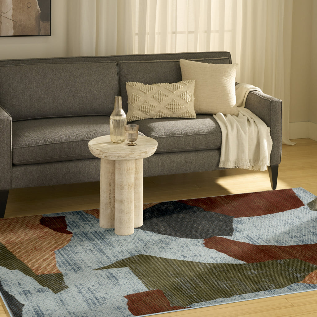 Nourison Nordic NRC18 Blue Multicolor Area Rug Corner Image