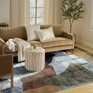 Nourison Nordic NRC18 Blue Multicolor Area Rug Corner Image