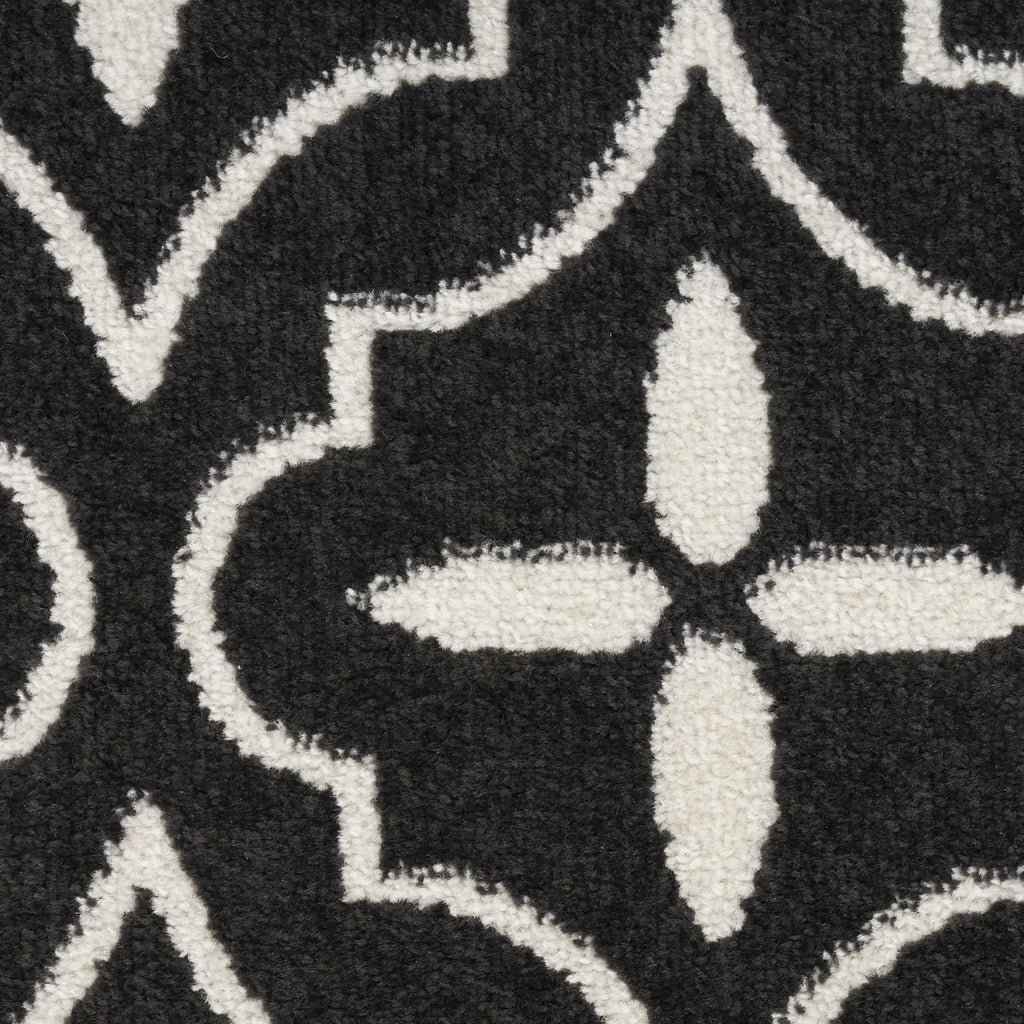 Nourison Essentials NRE04 Black Ivory Area Rug Corner Image