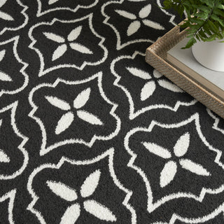 Nourison Essentials NRE04 Black Ivory Area Rug Texture Image