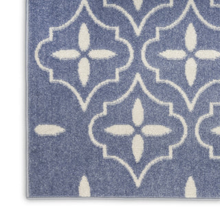 Nourison Essentials NRE04 Blue Ivory Area Rug Corner Image