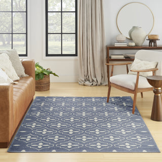 Nourison Essentials NRE04 Blue Ivory Area Rug Swatch Image