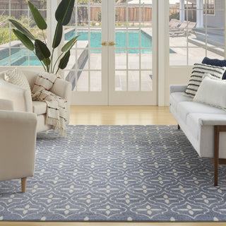 Nourison Essentials NRE04 Blue Ivory Area Rug Swatch Image