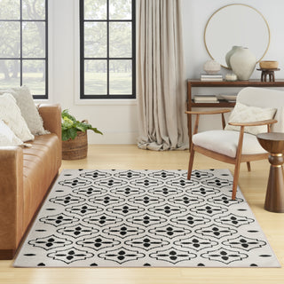 Nourison Essentials NRE04 Ivory Black Area Rug Room Scene Feature