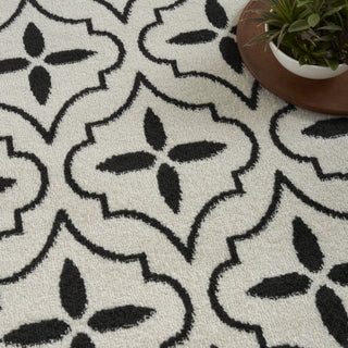Nourison Essentials NRE04 Ivory Black Area Rug Texture Image