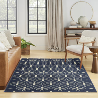 Nourison Essentials NRE04 Navy Ivory Area Rug Swatch Image