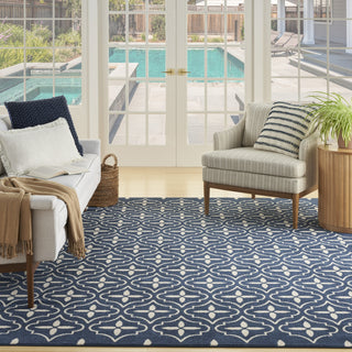 Nourison Essentials NRE04 Navy Ivory Area Rug Swatch Image