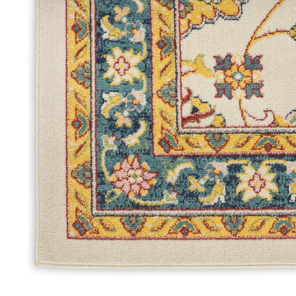 Nourison Essentials NRE05 Ivory Gold Area Rug Corner Image