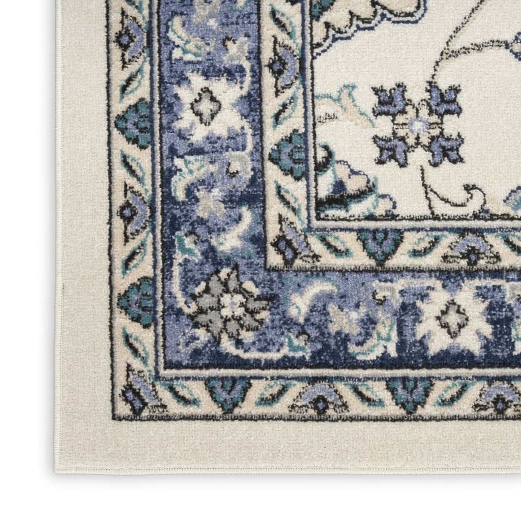 Nourison Essentials NRE05 Ivory Blue Area Rug Corner Image