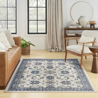 Nourison Essentials NRE05 Ivory Blue Area Rug Swatch Image