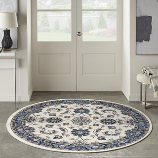 Nourison Essentials NRE05 Ivory Blue Area Rug Swatch Image