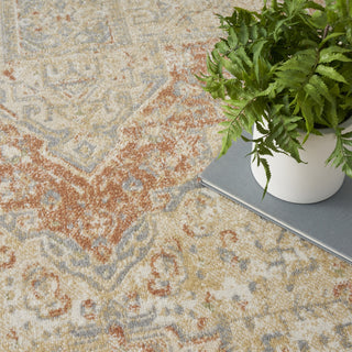 Nourison Essentials Persian NRE07 Beige Rust Area Rug Texture Image