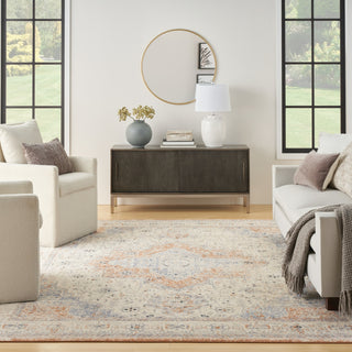 Nourison Essentials Persian NRE07 Beige Blue Area Rug Swatch Image