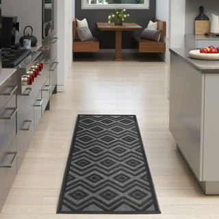 Nourison Versatile NRV01 Charcoal Black Area Rug Corner Image