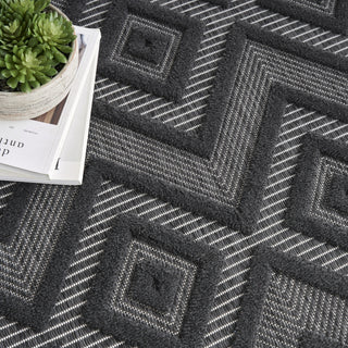 Nourison Versatile NRV01 Charcoal Black Area Rug Corner Image