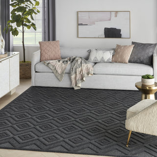 Nourison Versatile NRV01 Charcoal Black Area Rug Corner Image