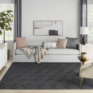 Nourison Versatile NRV01 Charcoal Black Area Rug Room Image Feature