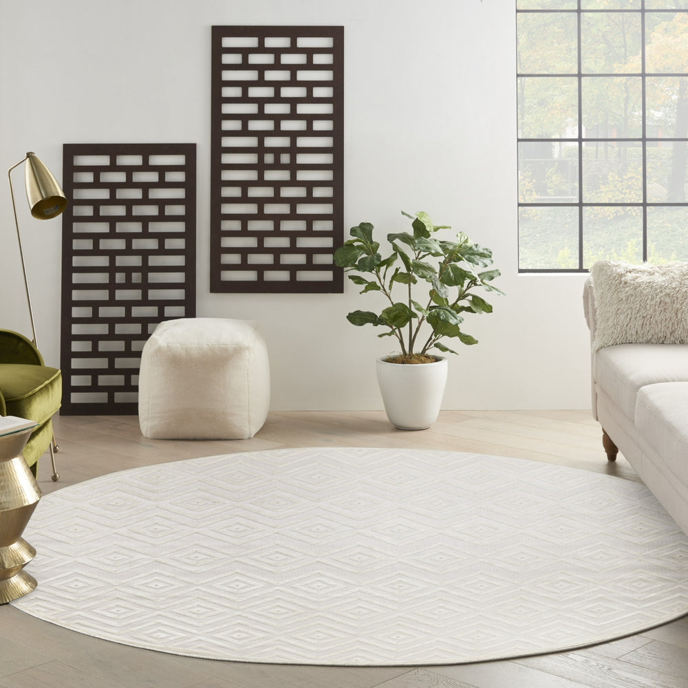 Nourison Versatile NRV01 Ivory White Area Rug Room Image Feature