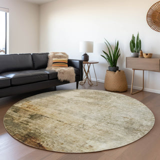 Dalyn Nouveau NV1 Linen Machine Washable Area Rug Round Lifestyle Image Feature