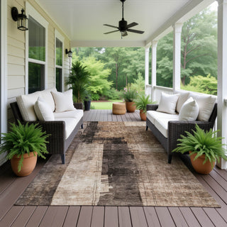 Dalyn Nouveau NV10 Brown Machine Washable Area Rug Outdoor Lifestyle Image Feature