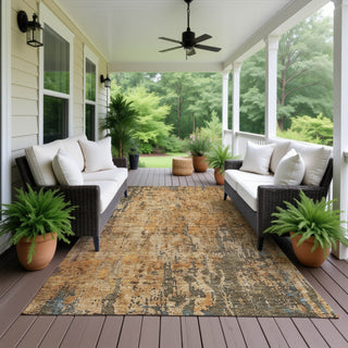 Dalyn Nouveau NV11 Copper Machine Washable Area Rug Outdoor Lifestyle Image Feature