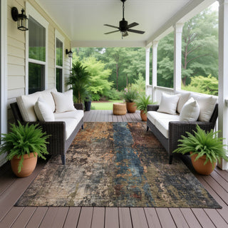 Dalyn Nouveau NV12 Blue Machine Washable Area Rug Outdoor Lifestyle Image Feature