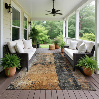 Dalyn Nouveau NV13 Copper Machine Washable Area Rug Outdoor Lifestyle Image Feature