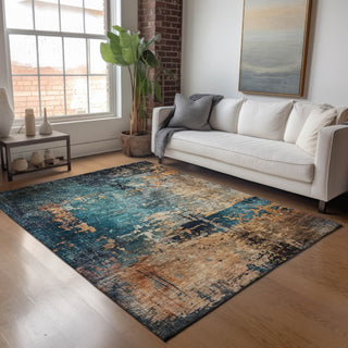 Dalyn Nouveau NV14 Teal Machine Washable Area Rug Lifestyle Image Feature
