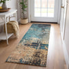 Dalyn Nouveau NV14 Teal Machine Washable Area Rug Runner Lifestyle Image Feature