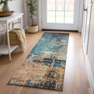 Dalyn Nouveau NV14 Teal Machine Washable Area Rug Runner Lifestyle Image Feature