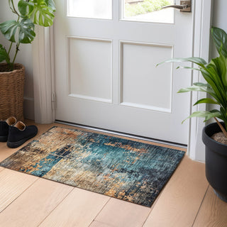 Dalyn Nouveau NV14 Teal Machine Washable Area Rug Scatter Lifestyle Image Feature