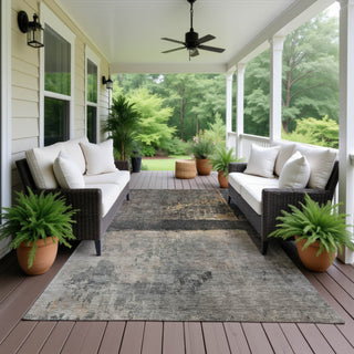 Dalyn Nouveau NV16 Coffee Machine Washable Area Rug Outdoor Lifestyle Image Feature